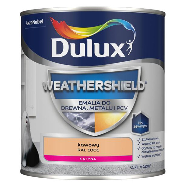 Emalia Weathershield do drewna, PCV i metalu Kawowy RAL 1001 0,7L Dulux