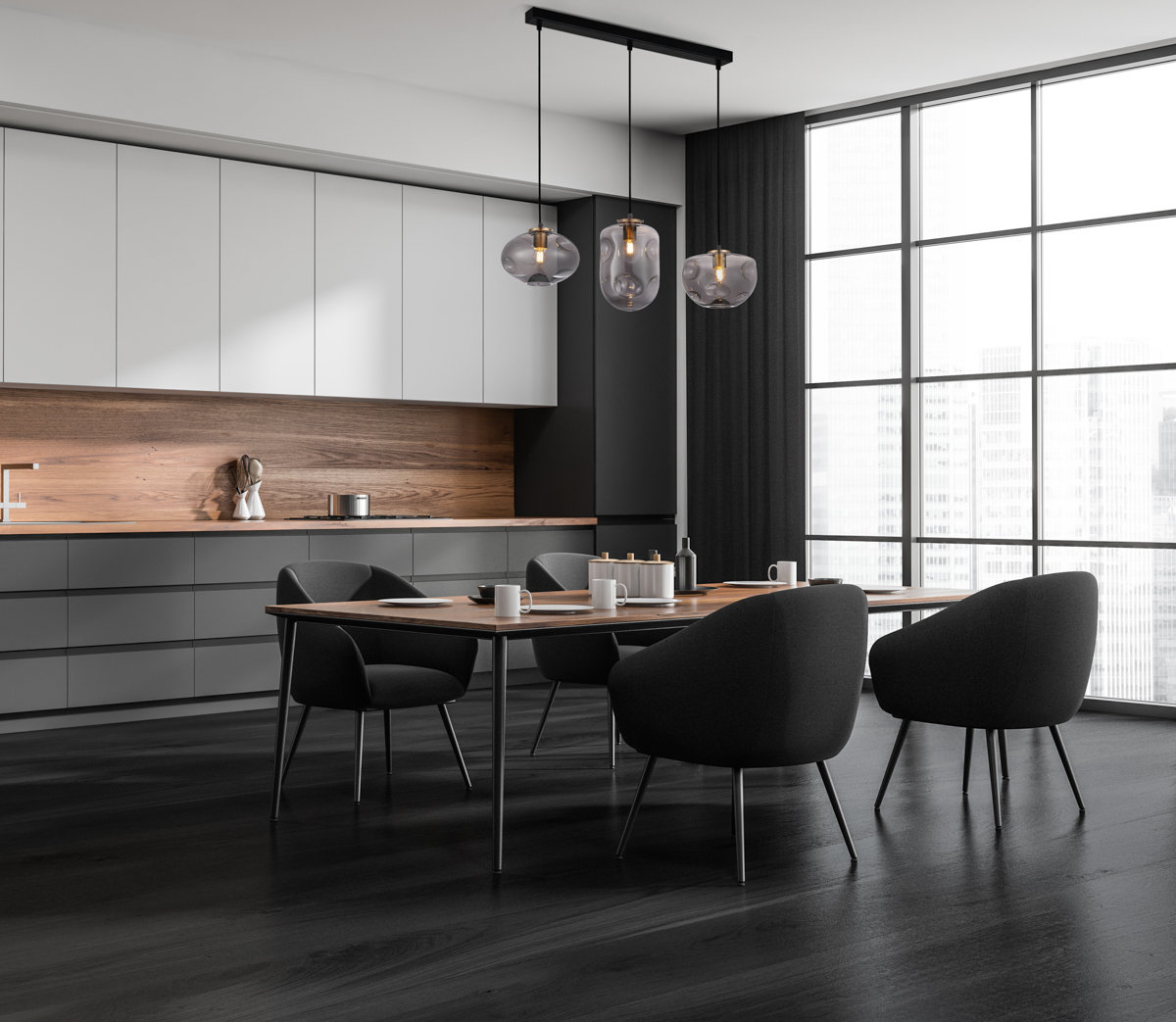 Italux Hatella lampa wisząca 3x40 W czarna-przydymiona-miedź PND-112038-3-BRO+SG