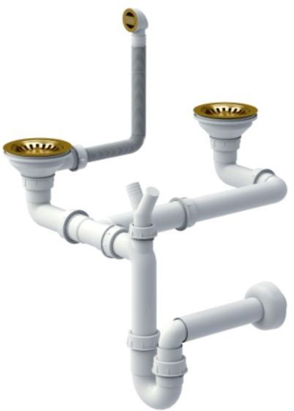 Quadron Save Space syfon zlewozmywakowy 2-komorowy złoty M2SSDG5