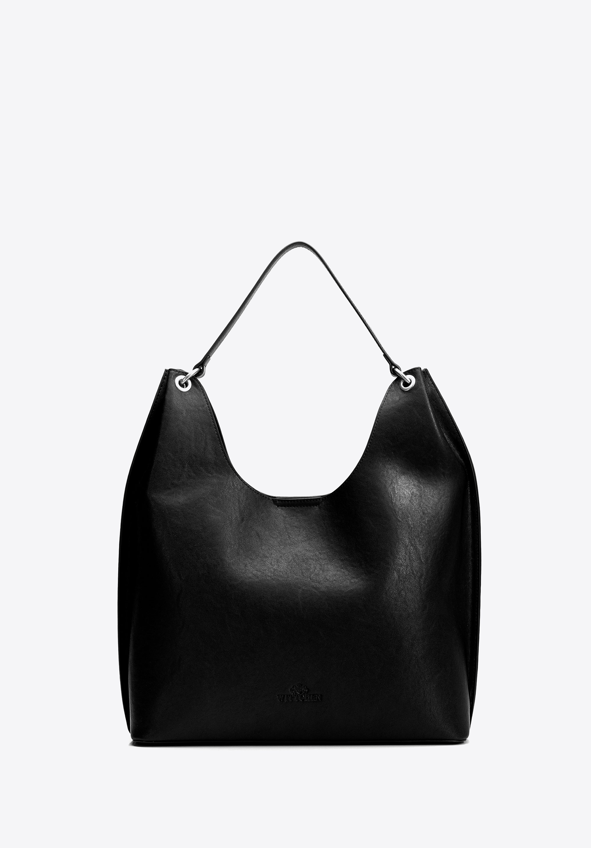 Shopperka ze skóry naturalnej z subtelnymi detalami czarna