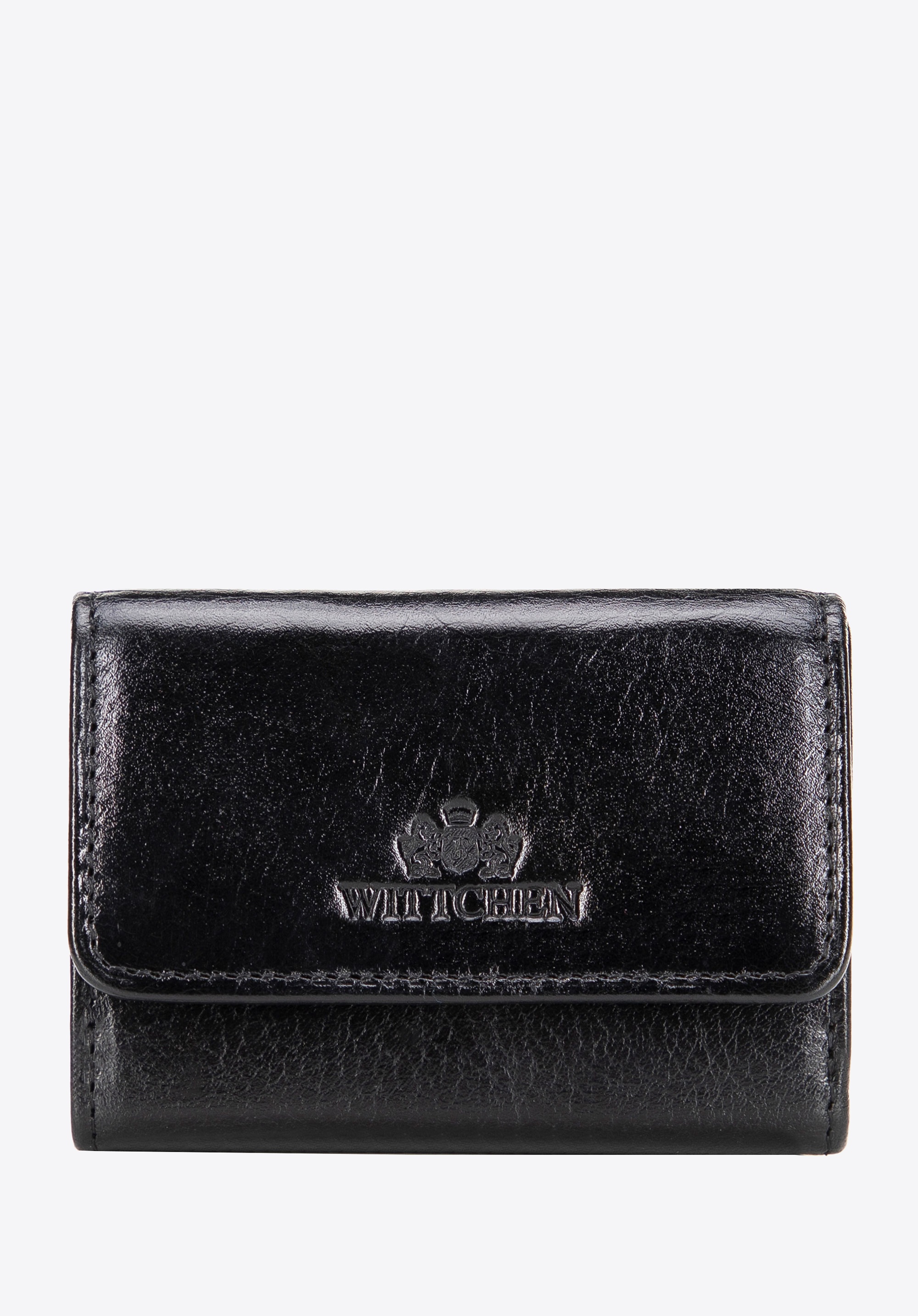 Mały damski portfel ze skóry na zatrzask czarny