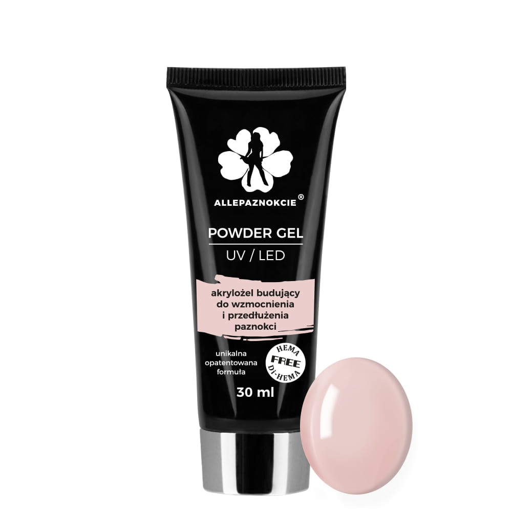 Powder Gel akrylożel Allepaznokcie HEMA/Di-HEMA Free Nude 30 ml