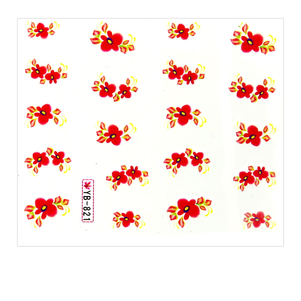 Naklejki wodne do paznokci kwiaty YB-821
