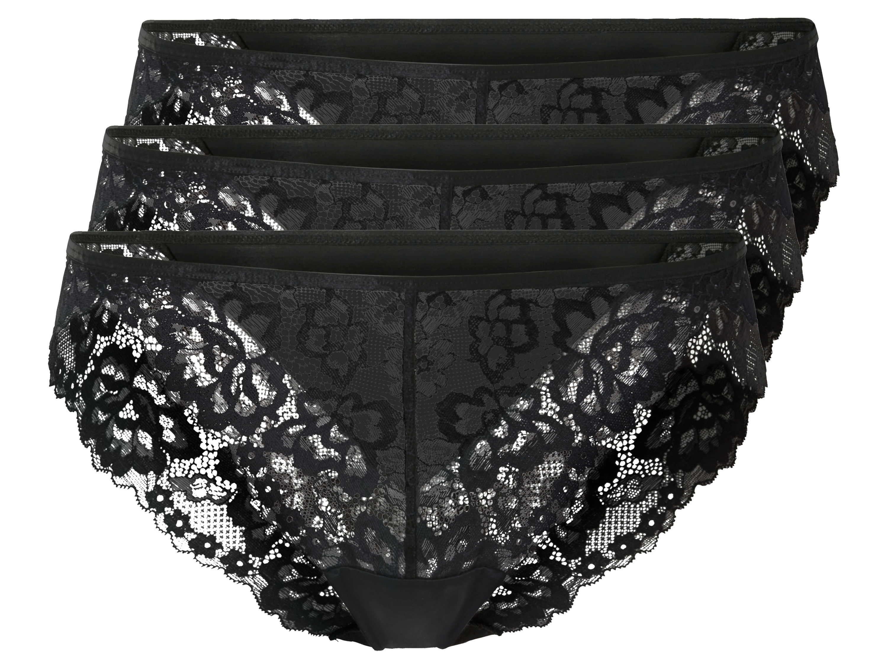 esmara Figi damskie z koronką, 3 pary XS 32/34, Czarny