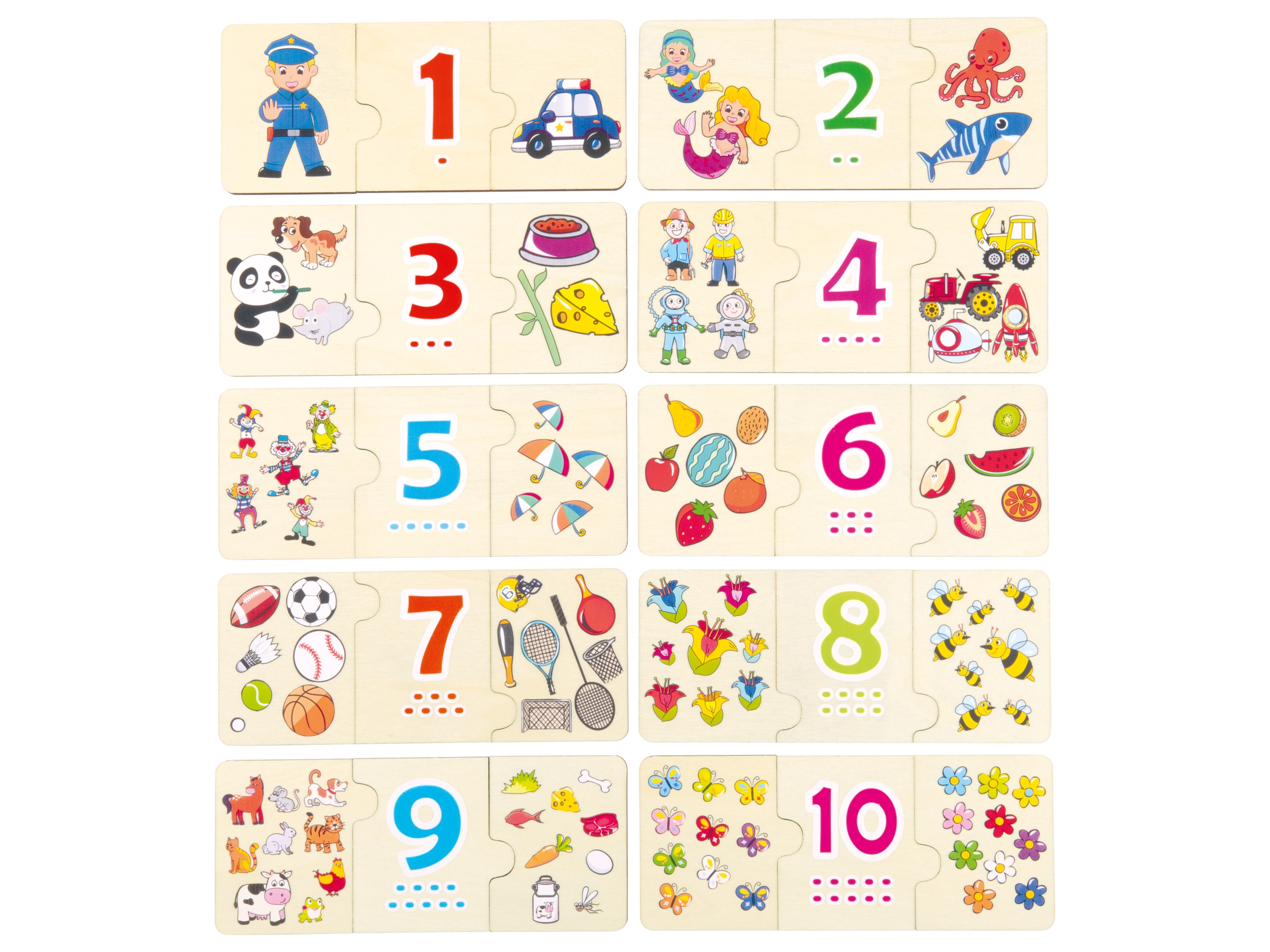 Playtive Drewniane puzzle edukacyjne Liczenie i dopasowywanie