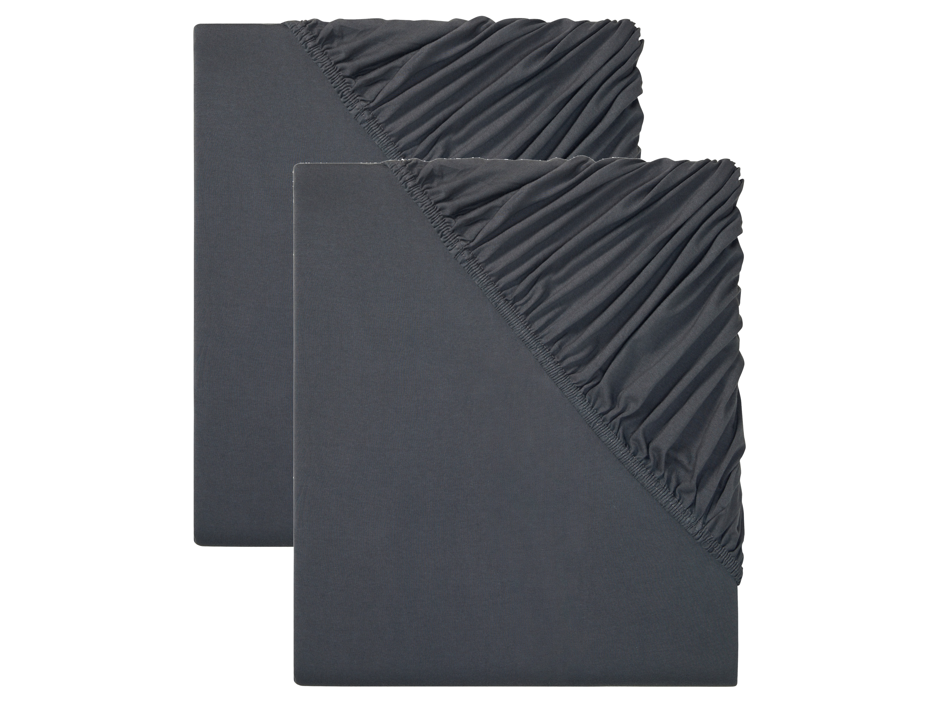 Livarno home Komplet prześcieradeł z dżerseju z gumką, 90-100 x 200 cm Ciemnoszary