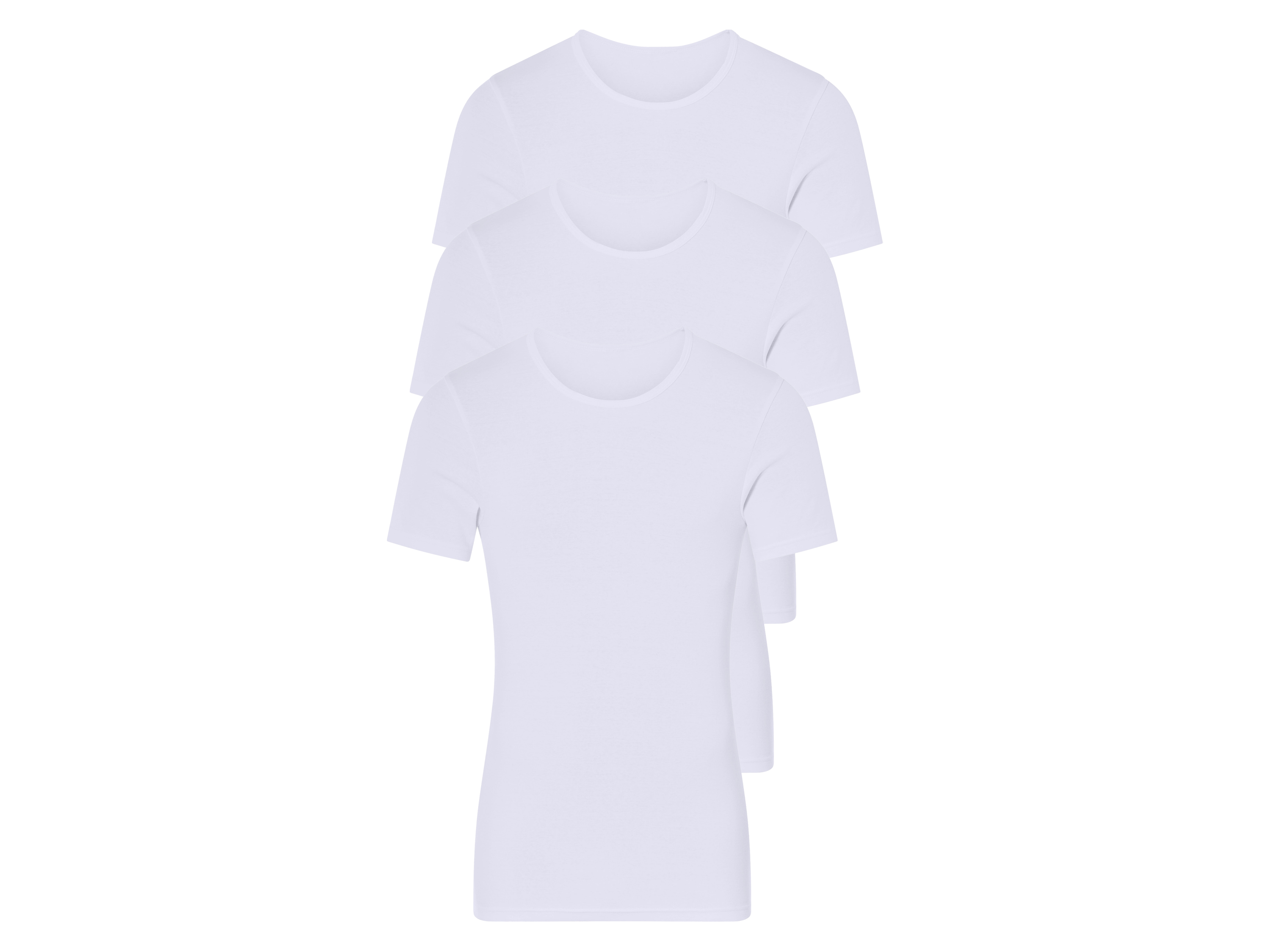 Livergy Podkoszulki męskie z krótkim rękawem prążkowane, 3 sztuki biały/okrągły kołnierzyk, 7/Xl