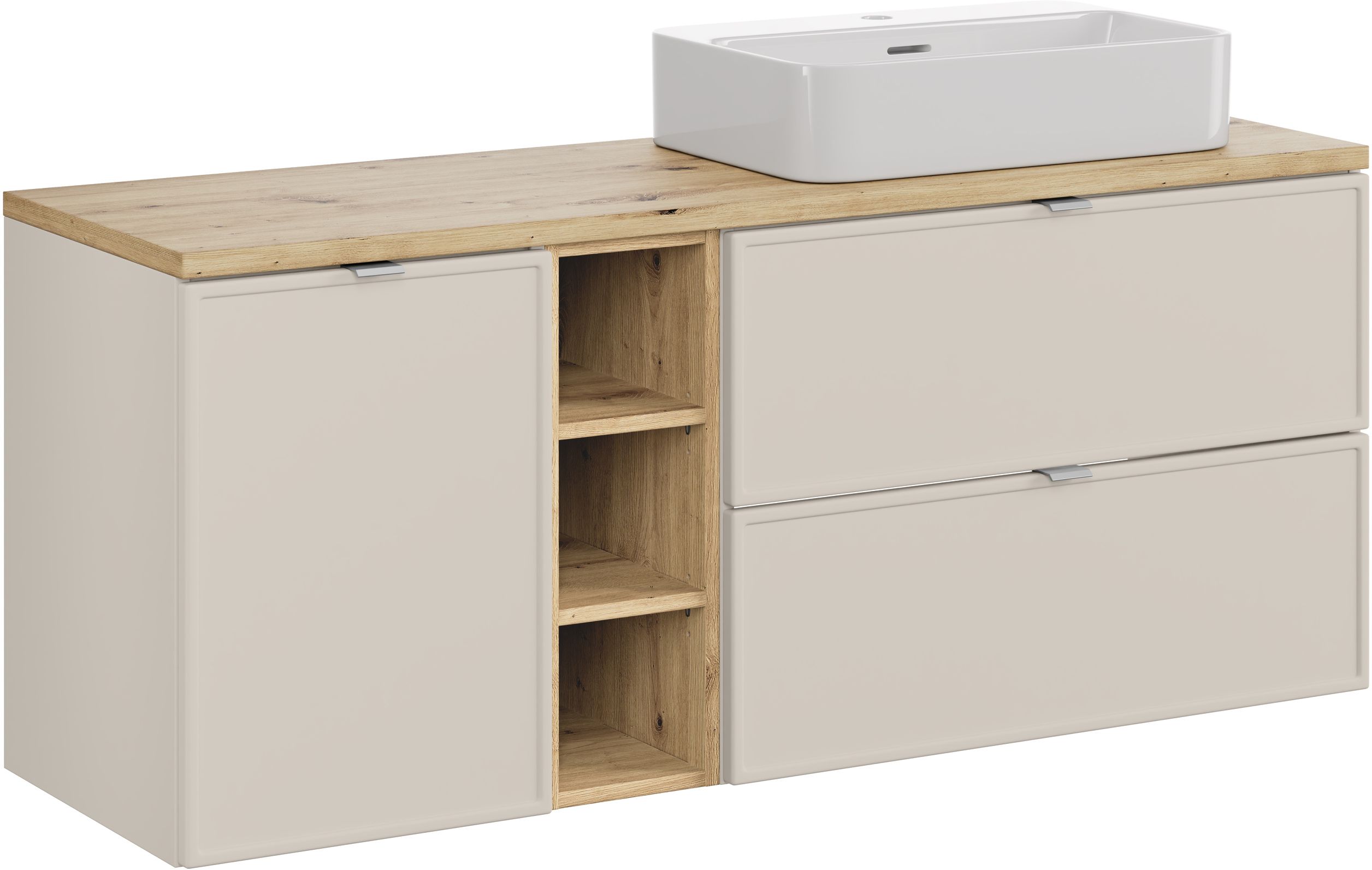 Darmowa Dostawa - Szafka z blatem 140x46x57 cm podumywalkowa wisząca beżowa Comad Bella Cashmere SETBCBARTISAN140CMUNTRUSTWH