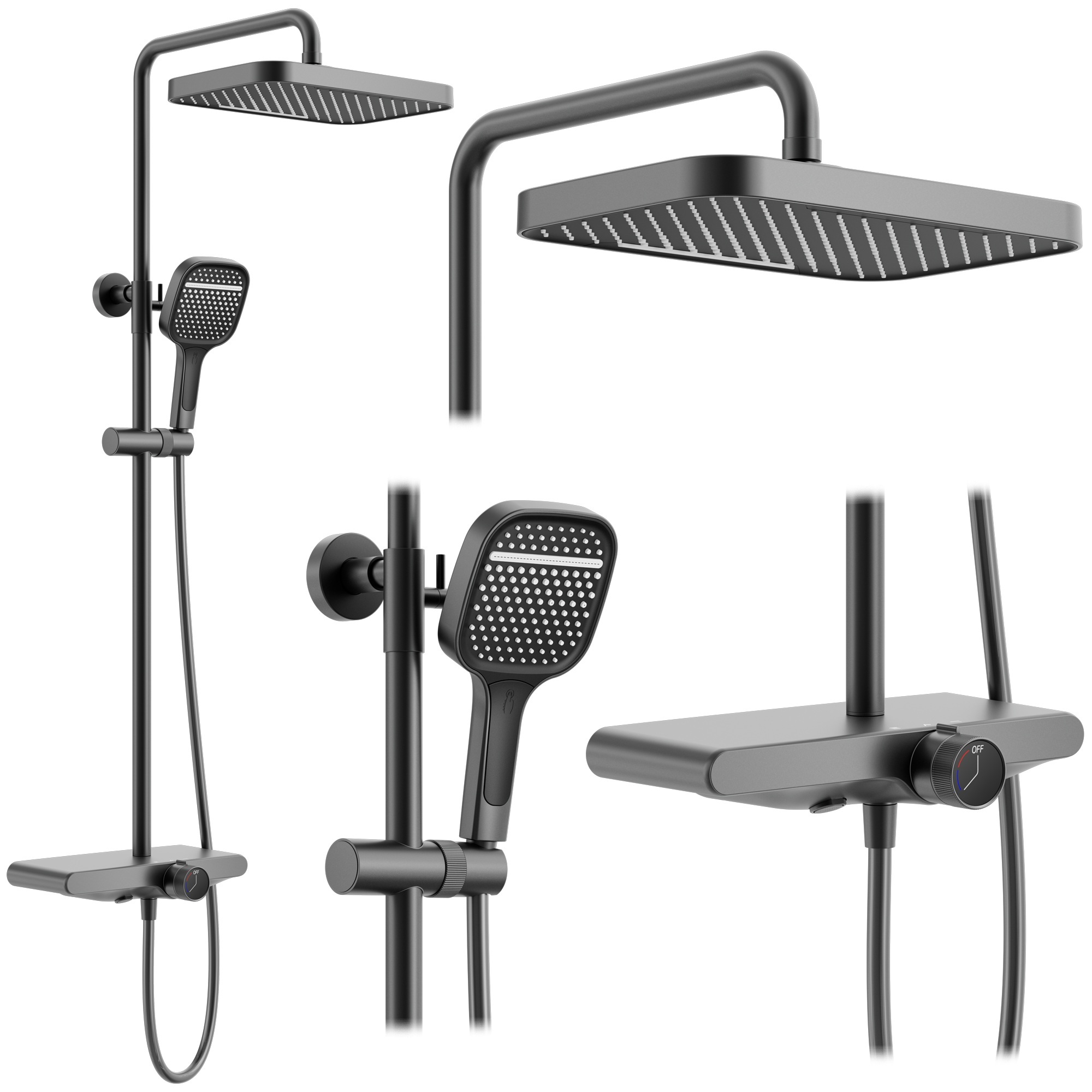 Darmowa Dostawa - Zestaw prysznicowy ścienny z deszczownicą grafitowy Rea Bari REAP0890