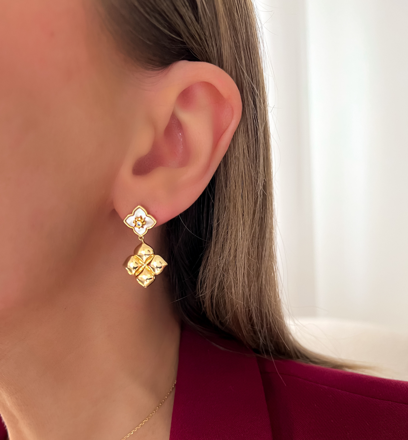 Kolczyki z koniczynkami złote KLU0002