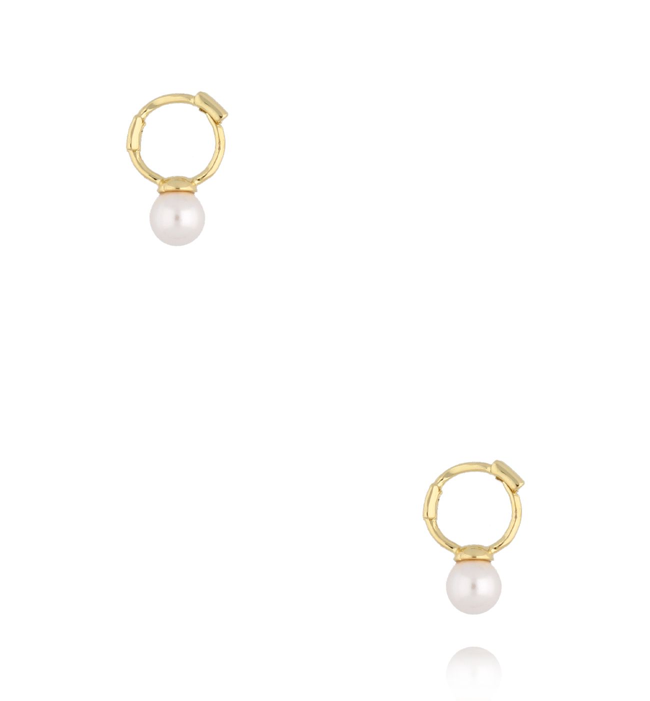 Kolczyki złote kółka z perłą KLU0067