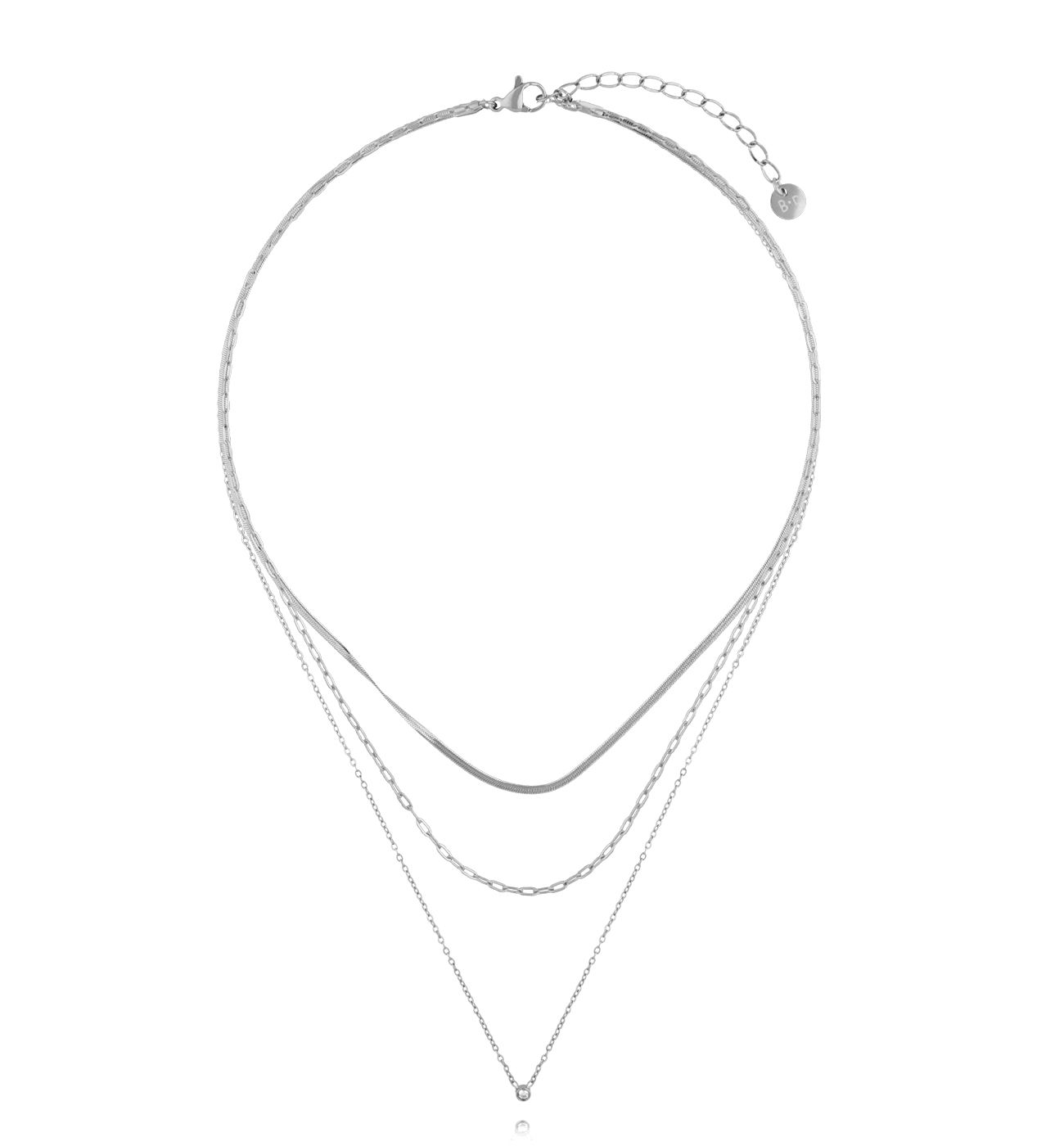 Naszyjnik potrójny minimalistyczny srebrny NSY0593