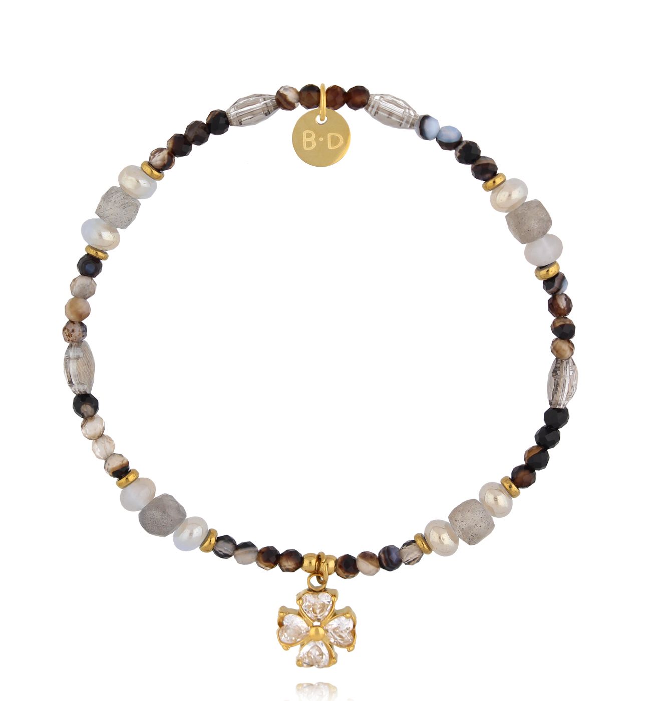 Bransoletka z labradorytami i koniczynką BTW3458