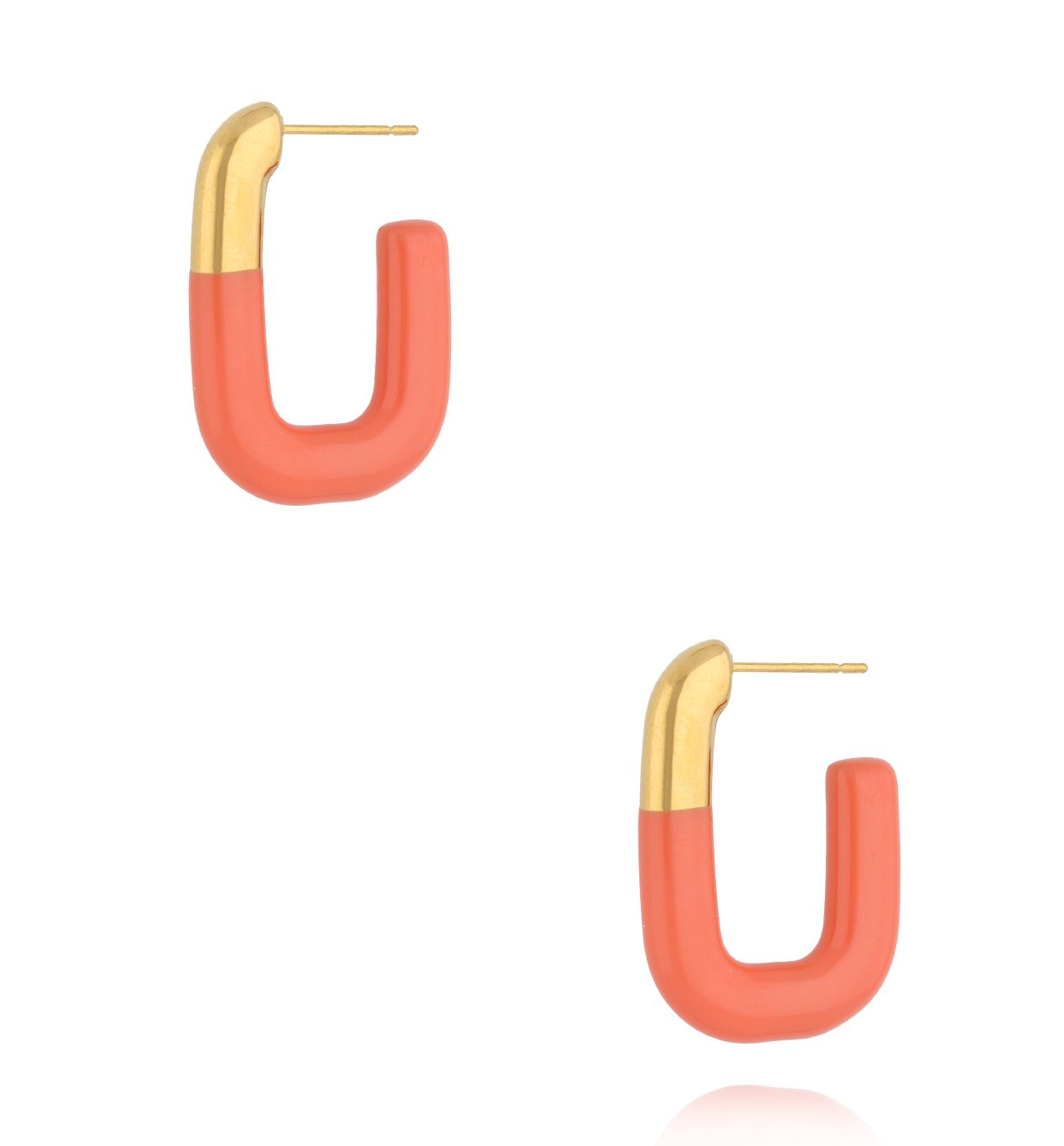 Kolczyki emaliowane koralowe owalne KSY0504 - By Dziubeka