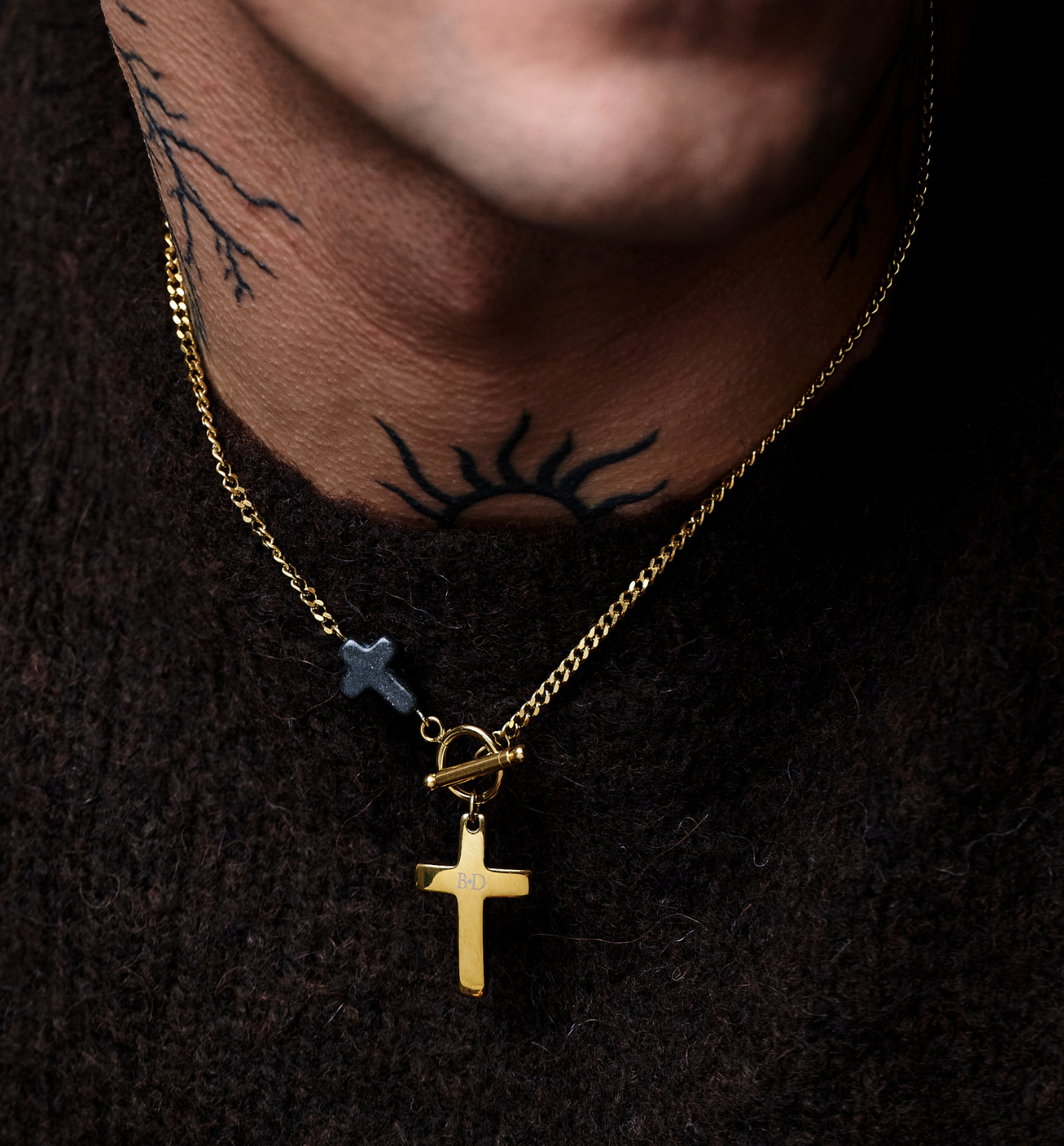 Naszyjnik męski z krzyżem złoty Eryx NMITC0083