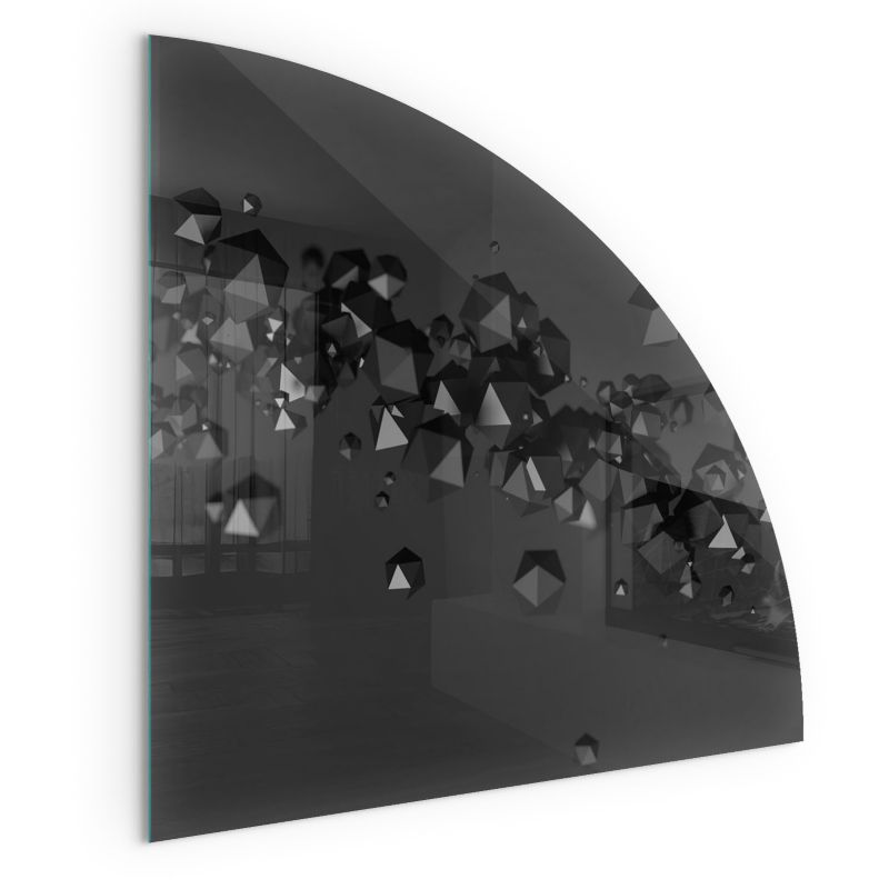 Szklana Podkładka Pod Kominek Ćwiartka Wallfluent 100x100 cm Abstrakcyjne bryłowe formy 1 szt.