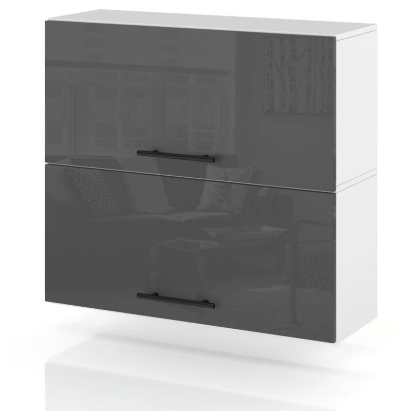 Szafka Kuchenna Hurtownia-Mebli Wisząca Klapowa W80K sPremium 80cm Biały Mat Szary Połysk 80x32x72 cm 1szt.