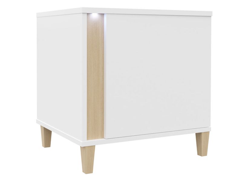 Stolik nocny MIRJAN 24 Marco lewy biały / biały połysk / okleina naturalna 1 szt