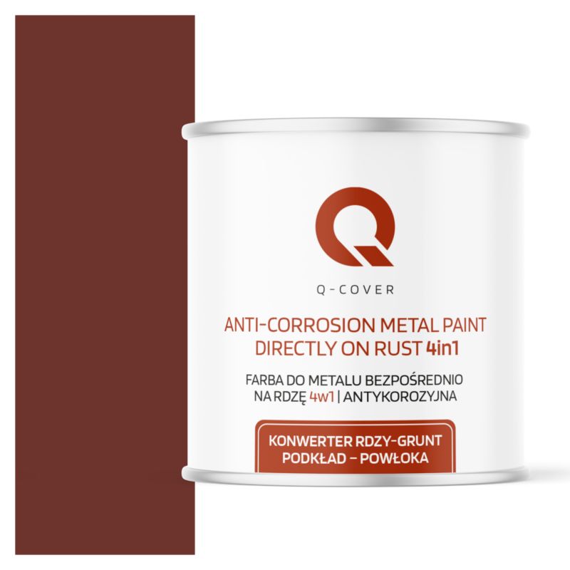 Farba do Metalu Prosto na Rdzę 4w1 Q-Cover Wiśniowy RAL3009 Mat 2.5L