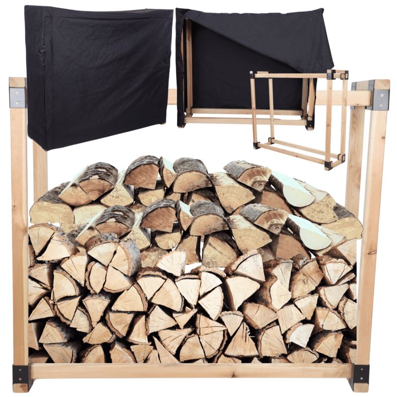 Stojak na drewno kominkowe MODO24 wiata z pokrowcem drewutnia 0,7 m3 1 szt.