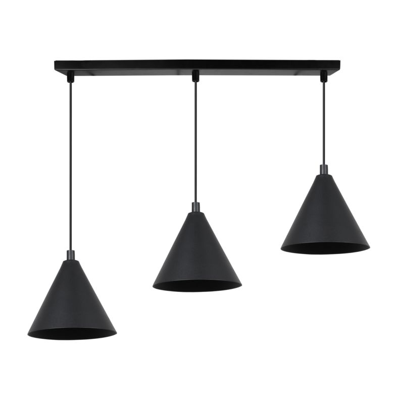 Lampa sufitowa wisząca Light Home LH Soho 3x E27 60W klosz 14cm czarny 1szt.