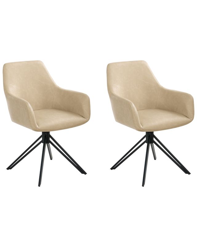 Zestaw 2 krzeseł do jadalni Sansarc Ekoskóra Beżowy 1 par.