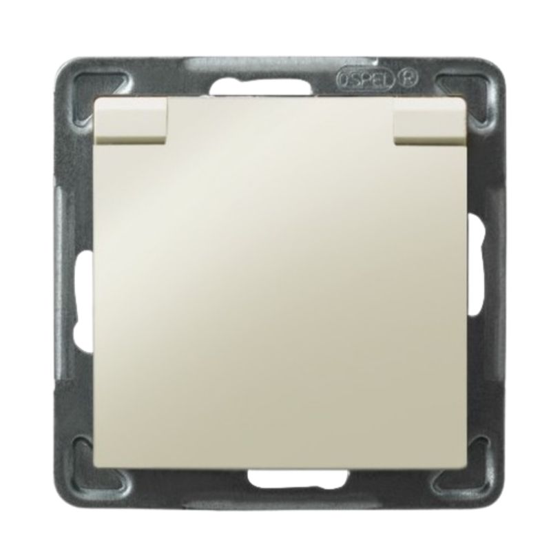 Gniazdo Bryzgoszczelne IP-44 1X Ospel Ecru z Klapką Ecru 1 szt.