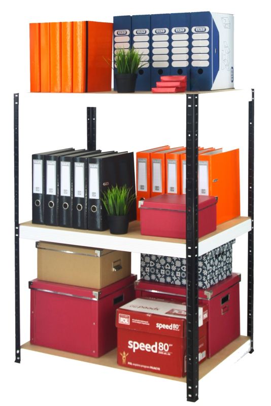 Regał metalowy MODO24 magazynowy warsztatowy czarno-biały helios 90x110x30cm 3 półki po 275 kg 1 szt.