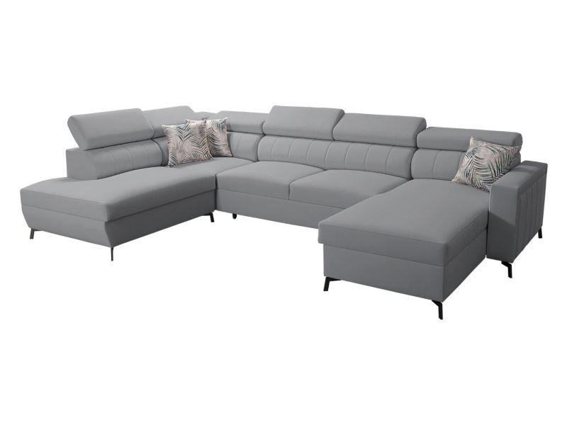 Narożnik z funkcją spania MIRJAN 24 Baltico VI prawy gołębi szary/wzór w liście 1 szt.