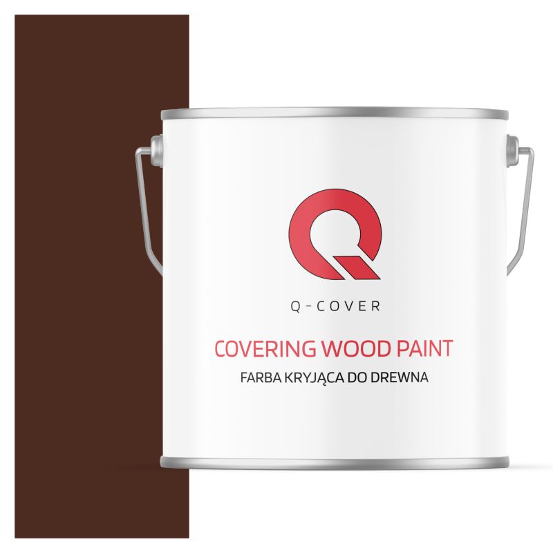 Farba Kryjąca do Drewna Q-Cover Brązowy Ciepły RAL8016 Satyna 5L