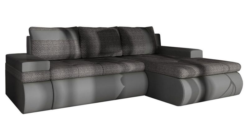 Narożnik z funkcją spania MIRJAN 24 Oslo Mini prawy szara ekoskóra + czarny 1 szt.