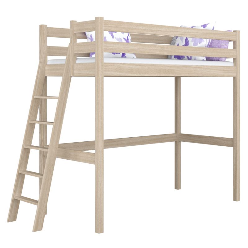 Dębowe łóżko na antresoli N-WOOD N02 100x180 dąb bielony 1 szt.