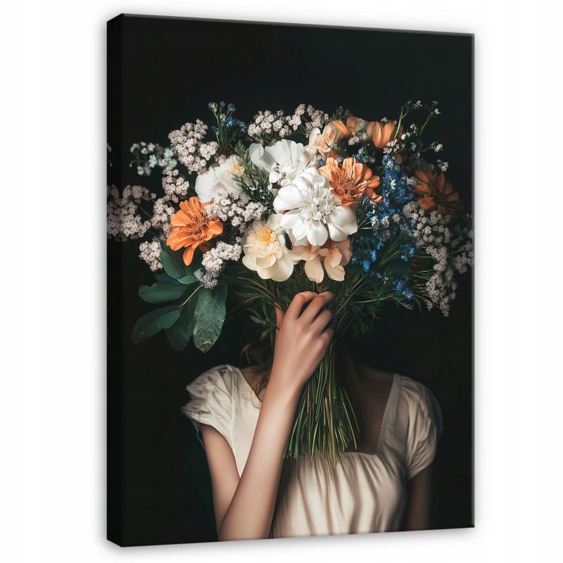 Obraz Kobieta Kwiaty Vintage Na Płótnie Canvas WALLARENA 120x80 cm Dekoracja Do Sypialni Salonu Kuchni 1 szt.