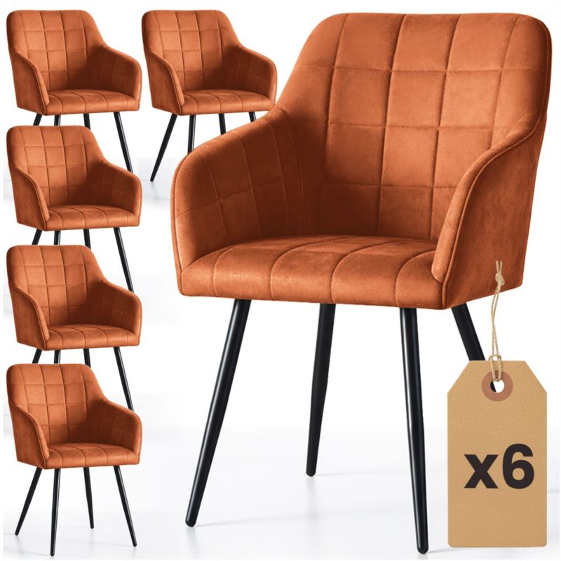 Krzesło tapicerowane z przeszyciami kwadratowymi AKORD Miedziane LUXANO Czarne nogi 6 szt.