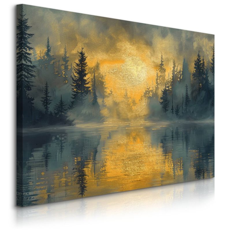 Obraz Muralo Zachód Słońca Jezioro Las Pejzaż 120x80 cm 1 szt.