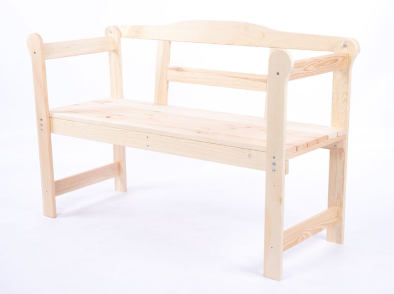 Ławka ogrodowa drewniana MODO24 z oparciem z pokrowcem zielonym dwuosobowa 78 x 118 x 46 cm naturalna 1 szt.