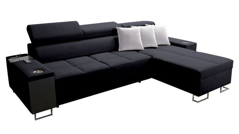 Narożnik z barkiem MIRJAN 24 Morena I Maxi prawy czarny + jasny popielaty 1 szt.