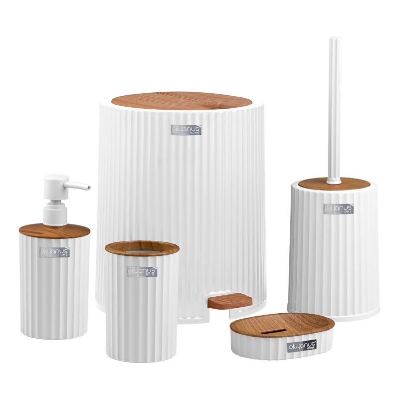 Zestaw akcesoriów łazienkowych Coli OKYANUS biały drewno różne wymiary 1 kpl.