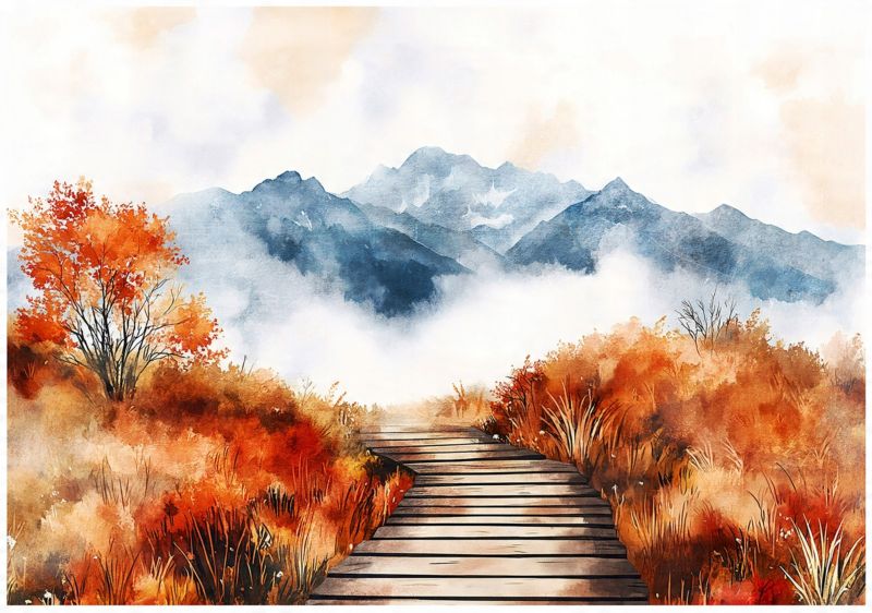 Fototapeta Góry Krajobraz Akwarela Pastelowa WALLARENA 250x175 cm Tapeta Do Sypialni Salonu Kuchni 1 szt.