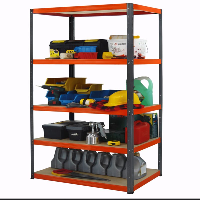 Regał metalowy MODO24 magazynowy stojak grafitowo-pomarańczowy helios 180x180x35cm 5 półek po 275 kg 1 szt.