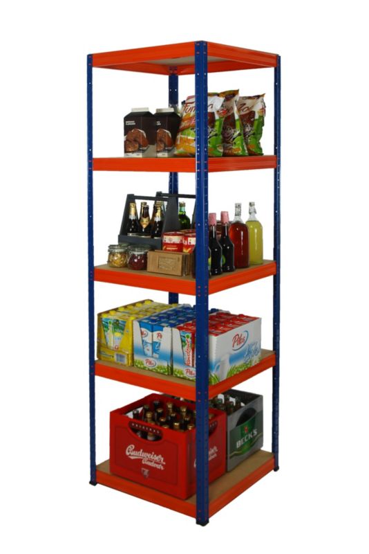 Regał metalowy MODO24 magazynowy stojak niebiesko-pomarańczowy helios 180x30x30cm 5 półek po 175 kg 1 szt.