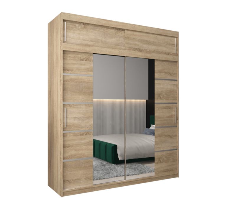 Szafa przesuwna Abiks Verona 4 200 sonoma + sonoma z nadstawką 1 szt.