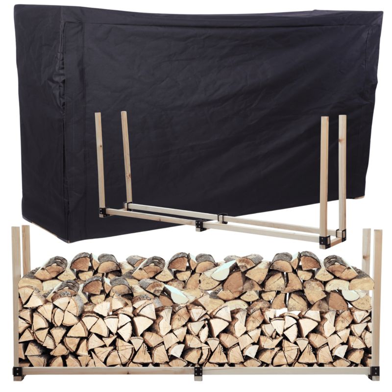 Stojak na drewno kominkowe MODO24 wiata z pokrowcem drewutnia 1,5 m3 1 szt.