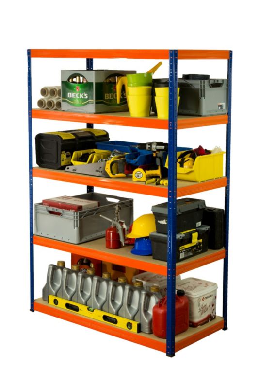 Regał metalowy MODO24 magazynowy stojak niebiesko-pomarańczowy helios 196x180x30cm 5 półek po 275 kg 1 szt.