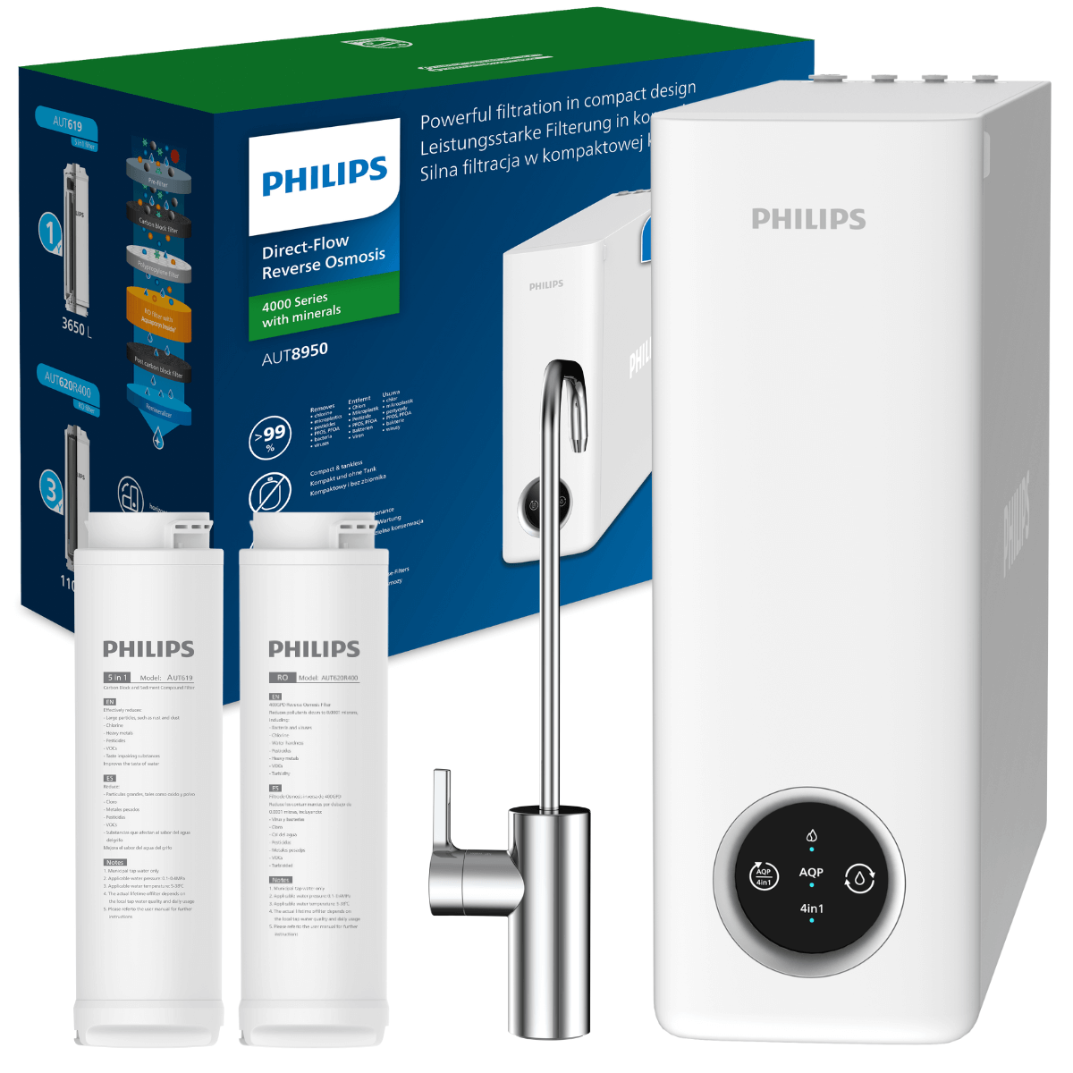 Filtr odwróconej osmozy bez zbiornika PHILIPS AUT8950/10 z mineralizacją.