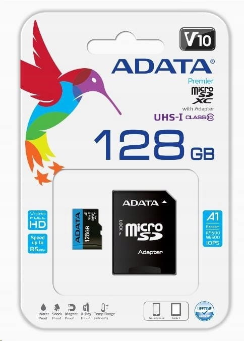 ADATA Micro SDXC 128GB 100MB V10 A1 AUSDX128GUICL10A1-RA1 - Henryx24
