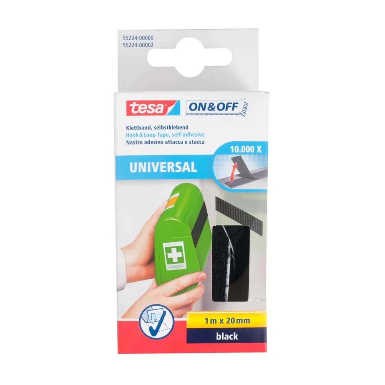 Tesa Rzep w taśmie czarny 1 m x 20 mm