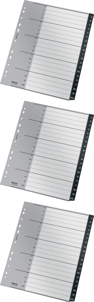 3x Przekładki do segregatora Leitz Recycle, plastikowe, alfabetyczne, A4+, 20 przekładek, A-Z,