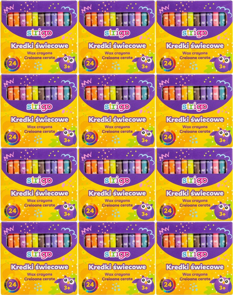 12x Kredki świecowe Strigo, 24 sztuki, mix kolorów