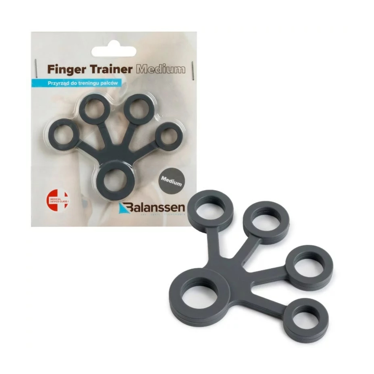 Balanssen finger trainer medium, przyrząd do rehabilitacji, ćwiczeń palców, szary, 1 sztuka